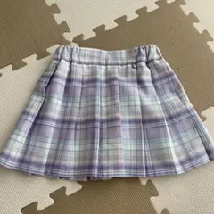 紫系チェック柄プリーツスカート 120cm