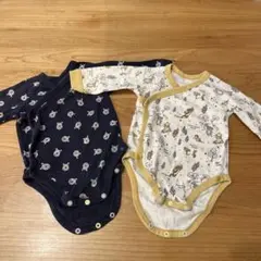 70cm ユニクロ ボディスーツ プーさん 長袖 前開き 肌着 2点セット