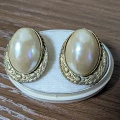 アンティーク レトロイヤリング パール系 ゴールド色