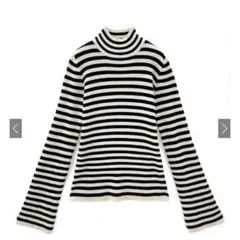 grl ボーダー柄フレアスリーブニットトップス［k9086b］