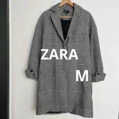ZARA TRF グレンチェック　チェスターコート　M グレー
