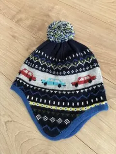 ファミリア　車柄ニット帽 ポンポン付き　53-55