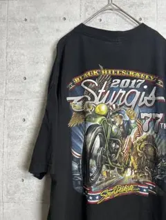 海外古着　半袖Tシャツ　ラリー　バイク　モータースポーツ　プリントT ブラック