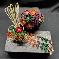 つまみ細工髪飾り、振袖、成人式、卒業式、　和装髪飾り、【A-44】