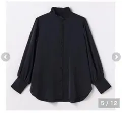 mysa スタンドフリルブラウス Mサイズ　新品　ネイビー