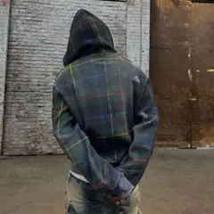 XWORE TARTAN BLUE PLAID ZIP HOODIE Mサイズ