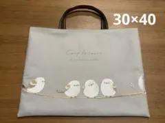 ハンドメイド　レッスンバッグ　シマエナガ　30×40