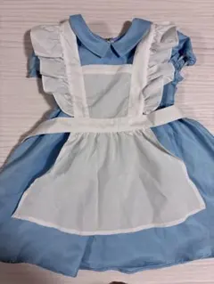 アリス　なりきり　コスプレ　衣装水色 フリル付きエプロン ドレス　ディズニー