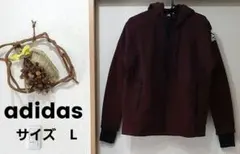 【adidas】 アディダス パーカー バーガンディーフード付き エンジ色