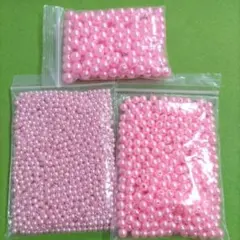 No.101 アクリルビーズ　パール調ピンク　4、6、8ミリセット