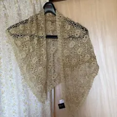ゴールド 花柄 レース 三角ストール ショール