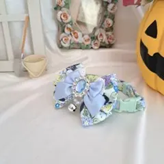 ハロウィン、スイートロリータ(ブルー)オーバルビジュ、わんちゃん猫ちゃん用首輪