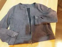 ノーカラージャケット スエード調 きれいめ ショート丈