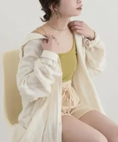 Kastane☆ストライプジャガードBIGシャツ アイボリーのサムネイル
