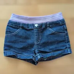 【TOPVALU】キッズ デニムショートパンツ ハートボタン 130cmサイズ