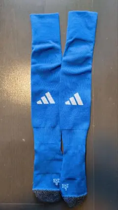 adidas 青 長ソックス 3本線ロゴ　サイズ19~21