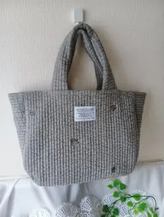 ヌビバッグ 肉球刺繍 ハンドバッグ 大人可愛い 韓国風 ハンドメイド（A436）