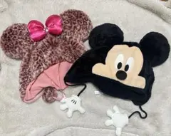 ミニー　ミッキー　ファンキャップ　ヒョウ柄　ピンク