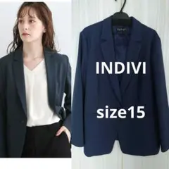 美品　大きいサイズ　インディヴィ　ウールライクテーラードジャケット