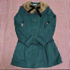 axes femmアクシーズ　ダークグリーン ロングコート　ファーティペット付き