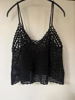 Spick and Span クロシェニットキャミソール（ブラック）