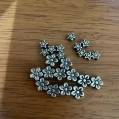 花型　メタル調　パーツ　12個　星形メタル調パーツ11個