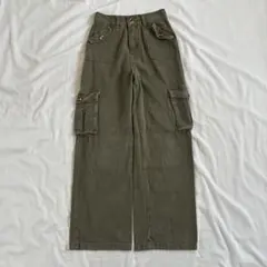 00s ワイドカーゴパンツ ウエストゴム グランジ y2k ミリタリー 古着