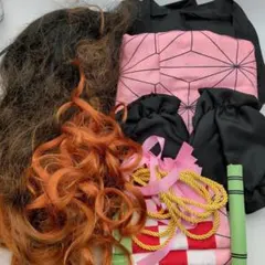 鬼滅の刃 禰豆子 コスプレ コスチュームセット ウィッグ付き 子供用