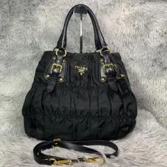極美品 PRADA プラダ ギャザー トートバッグ　2way ショルダーバッグ