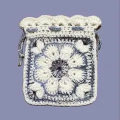 ハンドメイド 巾着　編み物　かぎ編み　モチーフ　花
