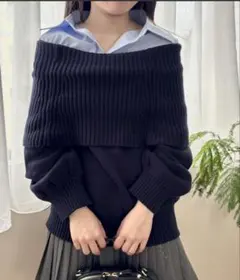 MERCURYDUO シャツドッキングミディ丈ニット