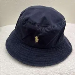 ラルフローレン帽子 キッズ53cmネイビーバゲットハットPOLO 刺繍