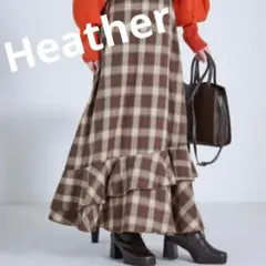 Heather　イレヘムフリルスカート　ブラウン系