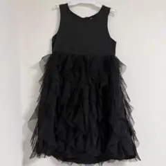 H&M キッズ フォーマルドレス ブラック フリル ノースリーブ 発表会のサムネイル