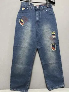 Akademiks アカデミクス　W32 バギーデニムパンツ　刺繍のサムネイル