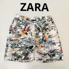 ZARA　ザラ　ハイビスカス　パームツリー柄　ショートパンツのサムネイル