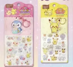 韓国限定 ポケピース ボンボンドロップシール ピカチュウ ポッチャマ 2種セット