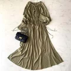 美品.定価1.6万☆アーバンリサーチロッソ ギャザーワンピース とろみ Aライン