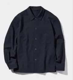 ほぼ未使用 ユニクロ 感動シャツジャケット L ウールライク dark gray