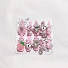 ネイルチップ 量産型 現品限り 地雷 ピンク 推し活 いちご 平成女児