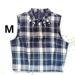 未使用　CECIL McBEE　セシルマクビー　M　グリーン　チェック　ビジュー