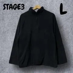539★【STAGE3】　ハーフジップ　フリース　プルオーバー　黒　L　シンプル
