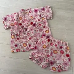 甚平 上下セット 90cm ピンク 浴衣 お祭り 花 桜 総柄