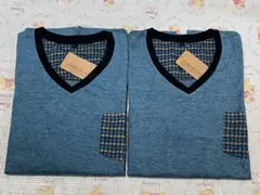 【Lサイズ】モクブルー　長袖インナー　ドライ素材 2枚セット