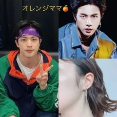 BTS ジン風(H)オーバルチェーンピアスorイヤリング