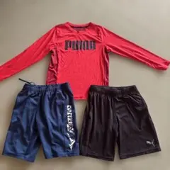 PUMA 赤 長袖Tシャツ ハーフパンツ セット