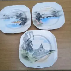 青と白の風景画皿 3枚セット - メルカリ