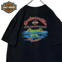 USA古着ハーレーダビットソンtシャツ ブラック 2XL黒 両面プリントTシャツ