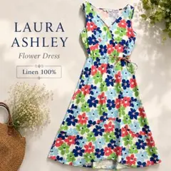 LAURA ASHLEY ローラアシュレイ 花柄 ワンピース コットンリネン 9