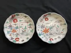 有田焼 伊万里焼 古伊万里 色絵 七寸皿 2枚 管理A4168のサムネイル